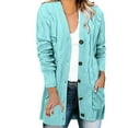 thumbnail image 1 of Manteau d'Hiver Automne pour Femmes Col Rond Tricot Mi-Long Manteau Extérieur Ouvert Trench Chaud Cardigan Mode, 1 of 4