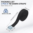 thumbnail image 2 of Uxcell Lashing Strap with Buckles, Cam Buckle Tie Down Straps for Cargo, Kayak, and Bicycles Black 18ft, 2 of 7