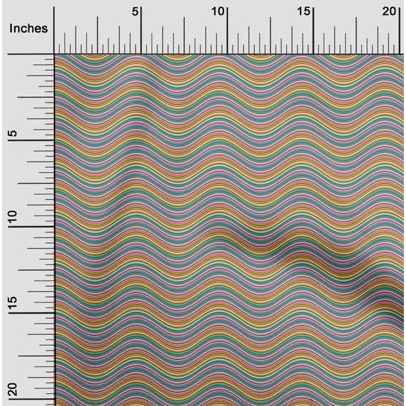 oneOone Cotton Cambric Fabric Serpentine Stripe Printed Craft Fabric BTY 56 Inch Wide