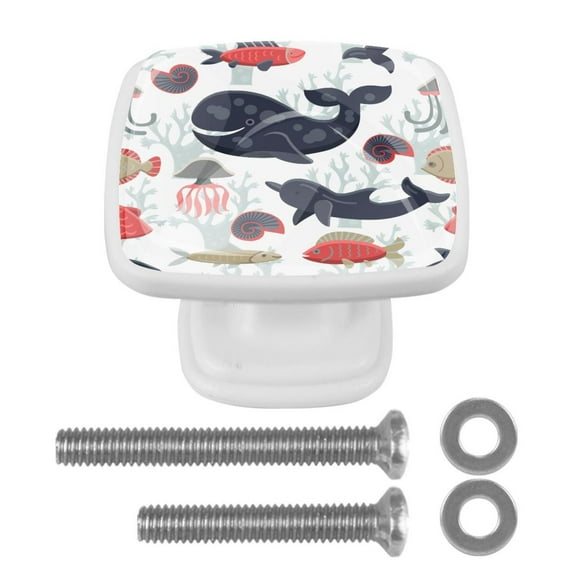 4 Pieces Set Drawer Pulls Handle Square Wardrobe Cabinet Knobs with Stainless Steel Screws Furniture Kitchen Decor