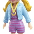 thumbnail image 3 of Polly Pocket Collectible Doll ~ Polly Wearing Purple and Pink Striped Outfit, Blue Jacket, Pink Shoes and Wearing Heart Locket ~ 3 1/2" Tall ~ HKV76, 3 of 5