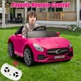 thumbnail image 4 of 12V Ride on Car Toys, Licensed Mercedes Ride on Car with Remote Control, Powered Kids Electric Vehicle Car with 4 Wheels, Ride on Toys for Kids Toddlers Ages 3-5, Bluetooth, LED Lights, Pink, 4 of 8