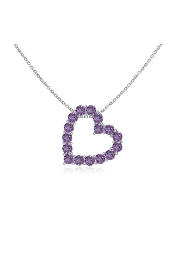 Natural Amethyst Heart Shape Pendant Necklaces for Women in Sterling Silver, February Birthstone Jewelry Gifts for Her Birthday, Wedding Anniversary, Graduation, Christmas, Mothers Day, Valentines