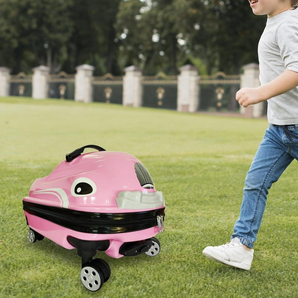 Runquan 20 inch Ride on Suitcase for Kids Trolley for Boys Girls Children s Day Gift Pink