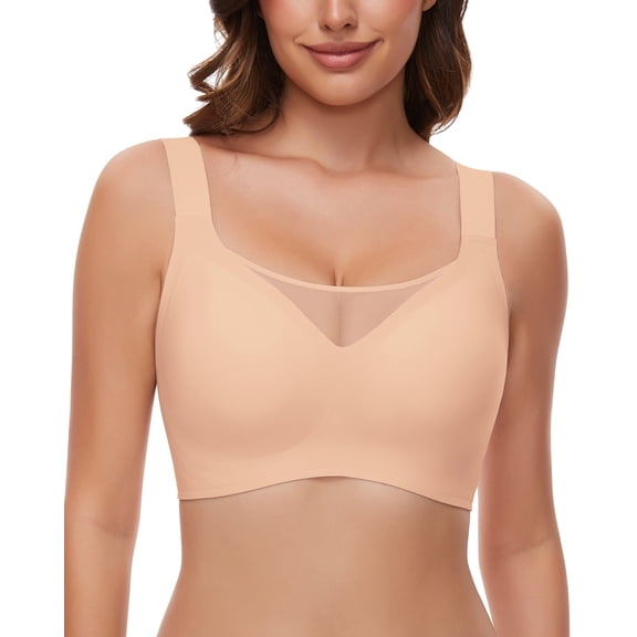 Jelly Bras for Women Full Coverage Wireless Bras No Underwire Seamless Bra with Support and Lift Comfortable T Shirt Bralette