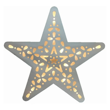 Wall Decor With Led Lights Creative Motion Battery-Operated 15 Light Warmwhite LED Star Light with White PVC Holographic Paper, Home, Office, Tree Top, Wall Decor. Product Size: 12.2x 12.79x 0.78 ()