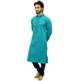 thumbnail image 3 of Atasi Men's Green Kurta Pyjama Set Long Cotton Tunic Shirt Ethnic Wear-XL, 3 of 7