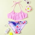thumbnail image 2 of Pimfylm Girls Tankini Rashguard Set Girls Swimsuit Two Pieces Bikini Set Ruffle Bathing Suits Swimwear Pink,Size for 7-8 Years, 2 of 8