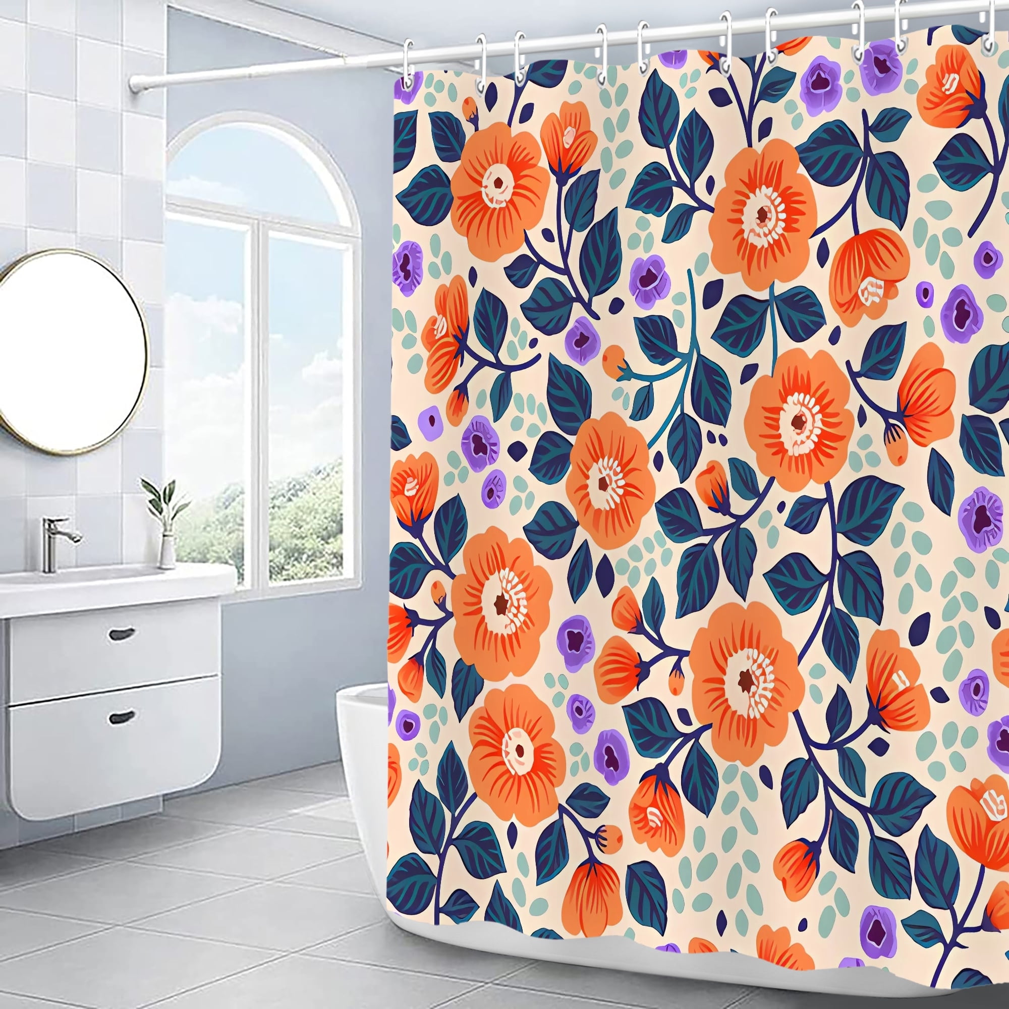 FABOTD Floral Shower Curtain High Quality Shower Curtain Funky Neutral