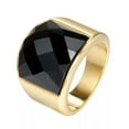 thumbnail image 4 of 19mm Crystal Mens 18K Gold Plating Band Engagement Titanium Steel Ring Size 7-12, 4 of 4