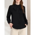 thumbnail image 5 of INSPIRE CHIC Women's Work Office Top Blouse Ruffle Neck Long Sleeve Ribbon Button Down Shirt, 5 of 7