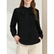 thumbnail image 5 of INSPIRAR CHIC Blusa de Oficina para Mujeres con Cuello Fruncido de Manga Larga y Botones, Color Negro, Talla M, 5 of 7