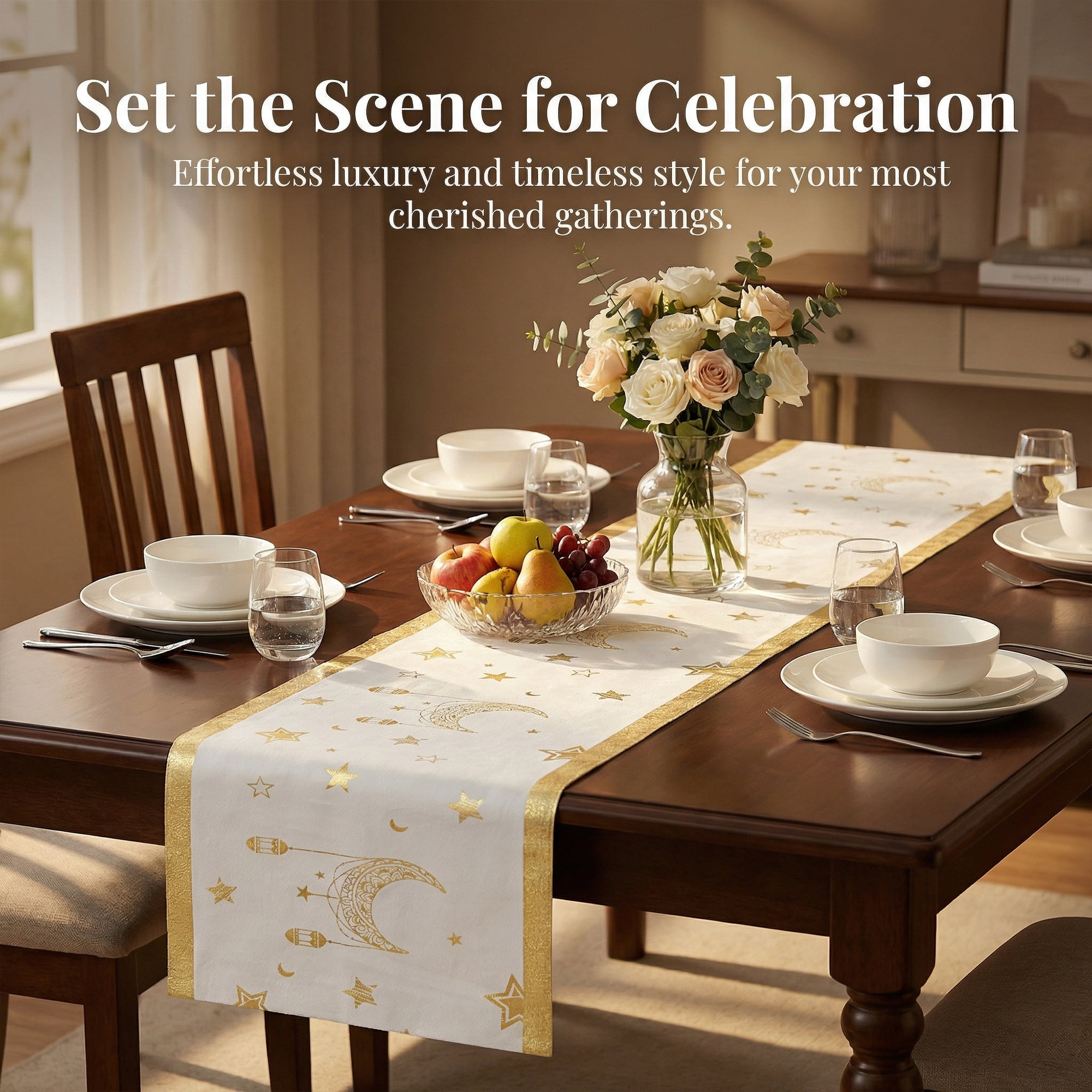 Unique Bargains Long Polyester Kitchen Runner Table Runner for Decor White 13"x82.7"