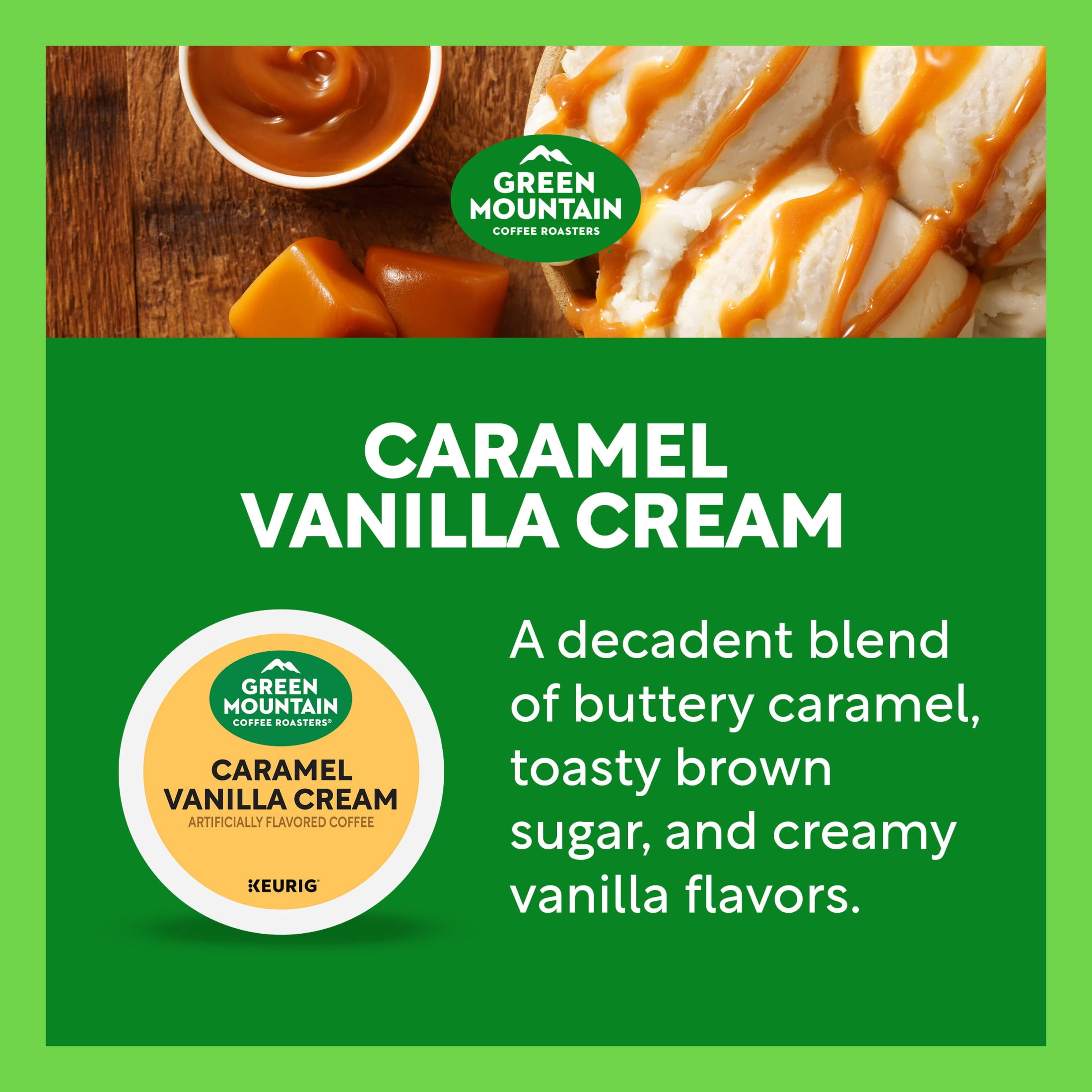 Green Mountain Coffee Roasters, Caramel Vanilla Cream Light Roast K-Cup Coffee Pods, 48 Count