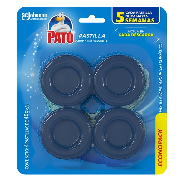Pastilla Azul para Baño Pato Aroma Refrescante 40 g c/u 4 pzas