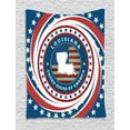 thumbnail image 1 of Louisiana Tapestry, Spiral Old Glory Themed Stripes with a Silhouette of Pelican State, Wall Hanging for Bedroom Living Room Dorm Decor, 40W X 60L Inches, Vermilion White Blue, by Ambesonne, 1 of 2