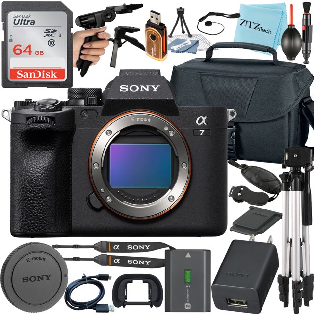 Sony Alpha a7 IV Cámara Digital sin Espejo (Solo Cuerpo) + Tarjeta SanDisk de 64 Gb + Estuche + Trípode + Paquete de Accesorios ZeeTech