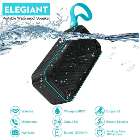 ELEGIANT Portable bluetooth Speaker, IPX7 Waterproof Shower Audio Speakers High Sound Quality Outdoor Wrestproof Built-in Microphone And Phone (Best Audio Quality Kbps)