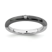 Stackable Expressions Sterling Silver Polished Half White/Black Diamond Ring, Size 5 (0.01CTW)