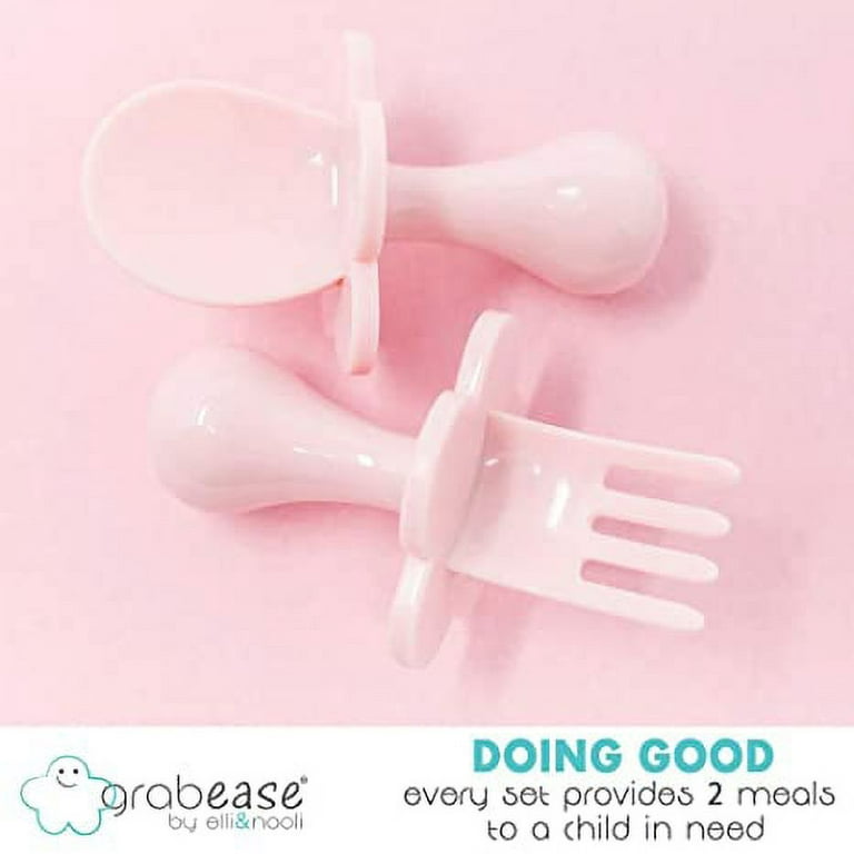 Grabease Baby and Toddler Self-Feeding Utensils – Spoon and Fork Set for  Baby-Led Weaning – Made of Non-Toxic Plastic – Featuring Protective  Barriers to Prevent Choking and Gagging 