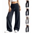 thumbnail image 6 of Wide Leg Yoga Pants for Women Baggy Sweatpants High Waisted Track Pants | Workout, Athletic, with Pockets, Y2k, Straight Leg, Lounge, Casual, Comfy, Vacation, Trousers, Daily Wear (Dark Gray,L), 6 of 7