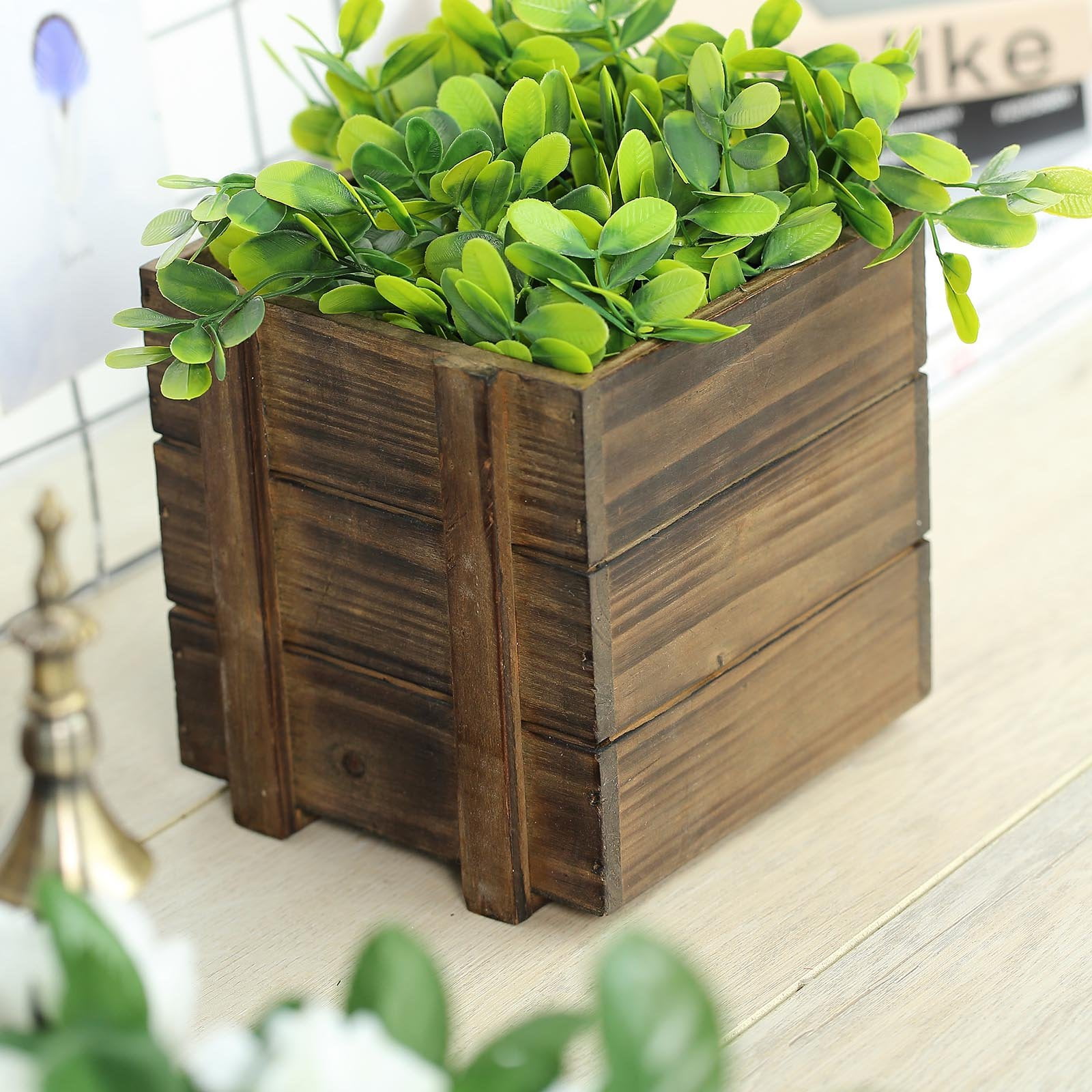 Efavormart 4 Pack 6x6�� Square Wood Boxes DIY Wooden