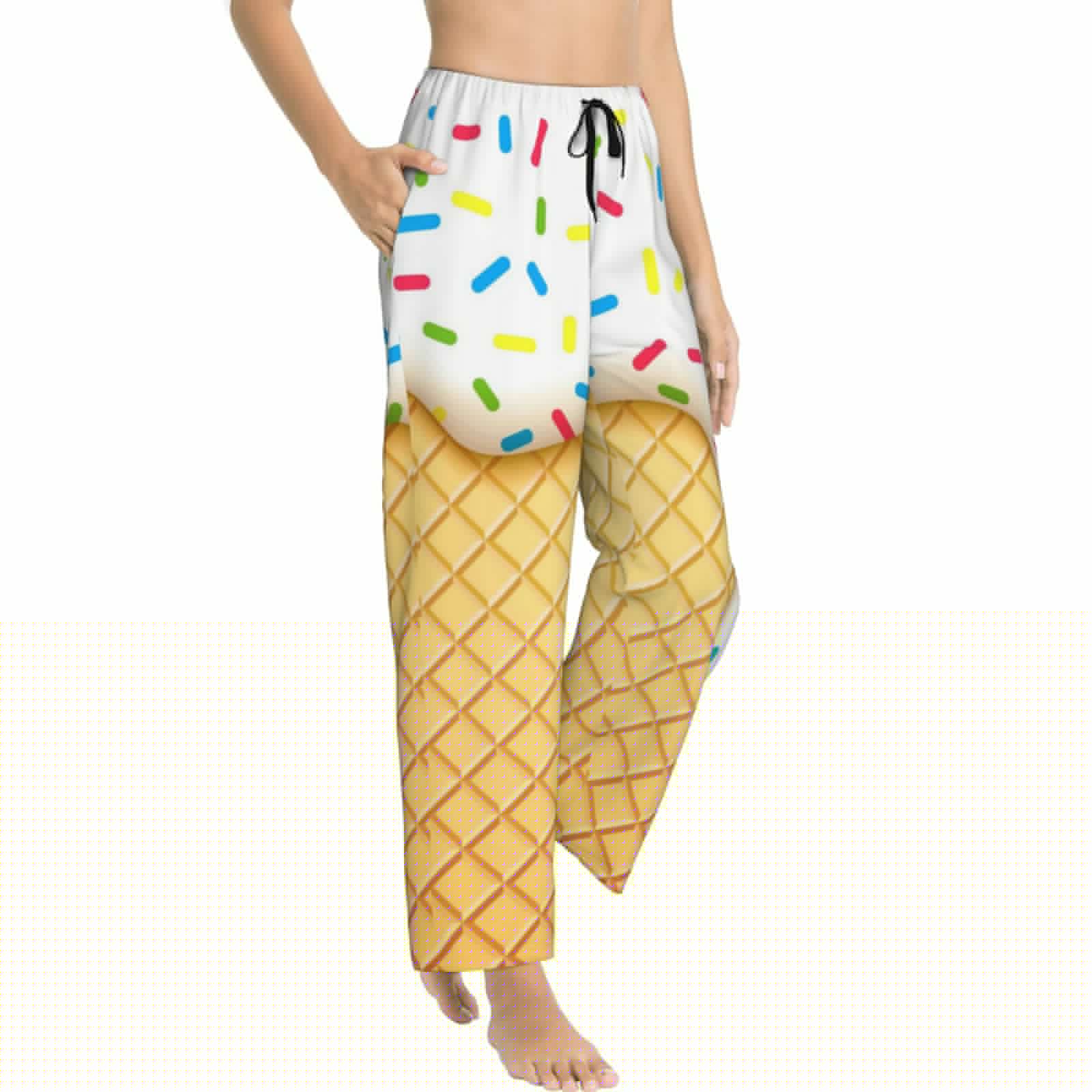 thumbnail image 2 of Kll Womens White Ice Cream Print Pajama Pants Soft Pajama Bottoms For Women Cozy Lounge Pants, 2 of 9