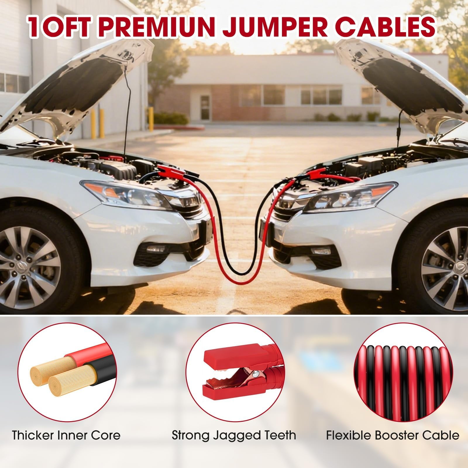Roadside Emergency car Kits for Vehicles, 12PCS Car Safety Kit with Jumper Cables, Portable Air Compressor, Tow Strap, Tool Kit, Road Trip Essentials for Women, Men