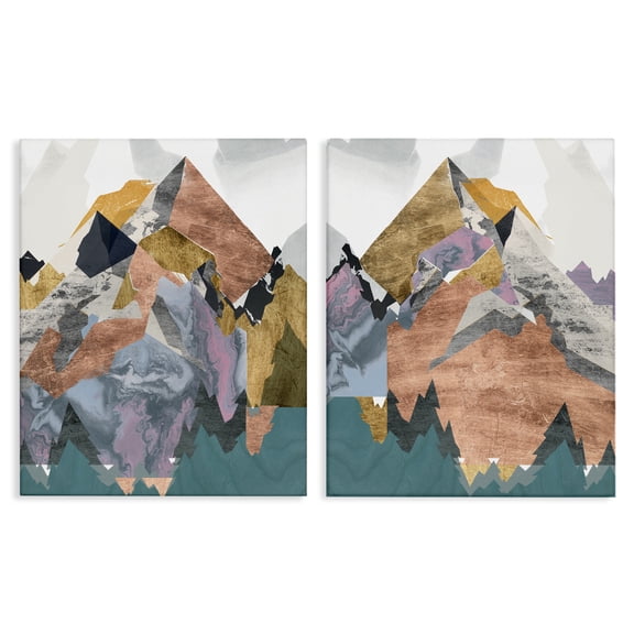 Stupell Industries Southwestern Foil Collage Mountain Landscape 2pc Canvas Art Set, 16 x 20 each, by Jennifer Goldberger