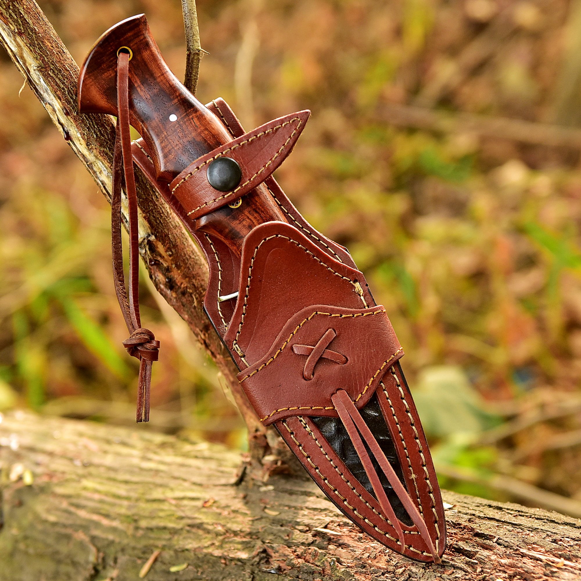 Poshland Handmade Hunting Knife - 10" Bushcraft Fixed Blade EDC Knife with D2 Steel Blade, (TR-101)