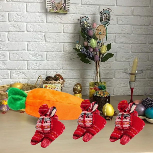 Fasiaou Easter Bunny Stuffed Animal Hide-and-Seek Three Bunnies in Carrot Pouch Easter Bunny Plush Hidden Bunny Rabbit Doll Zip Up Carrot Bunny Purse Easter Toy for Kids