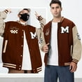 thumbnail image 2 of HISITOSA Mens Womens Varsity College Jacket Baseball Bomber Jacket Vintage Sweatshirt Casual Unisex Streetwear Coats with Patch, 2 of 7