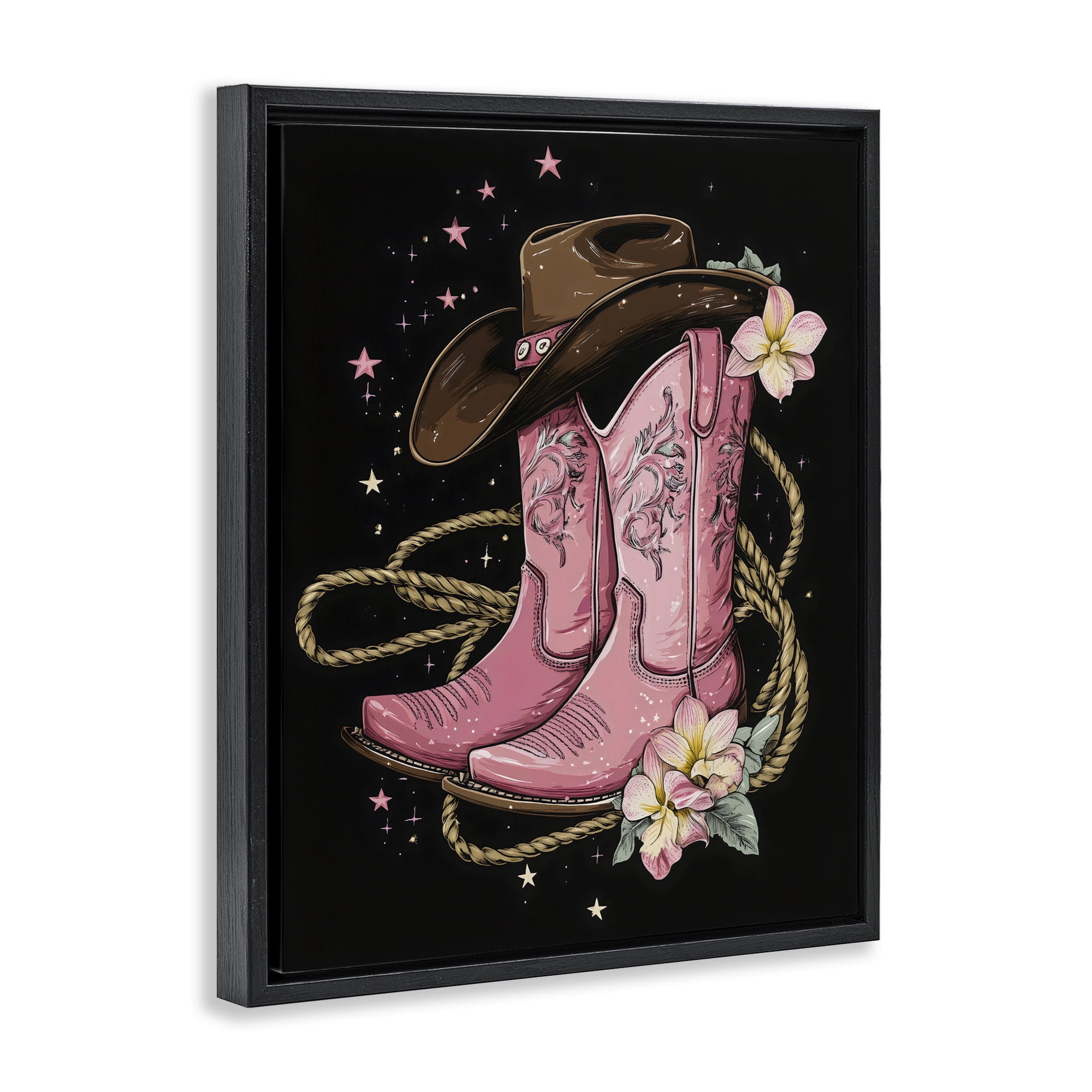 Stupell Industries Western Chic Pink Boots Black Framed Floater Canvas Wall Art, design by Creative Studio
