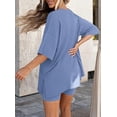 thumbnail image 5 of PRETTYGARDEN 2 Piece Sets for Women Summer Lounge Short Set Spring Matching Biker Shorts V Neck Oversized Shirt Clothing, 5 of 10