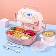 thumbnail image 2 of OUSITAID Lunch Box Lunch Container - 3 Compartment Leakproof Salad Container with Soup Bowl Spoon  Microwaveable Durable Snack Containers for Kids Toddlers, 2 of 7