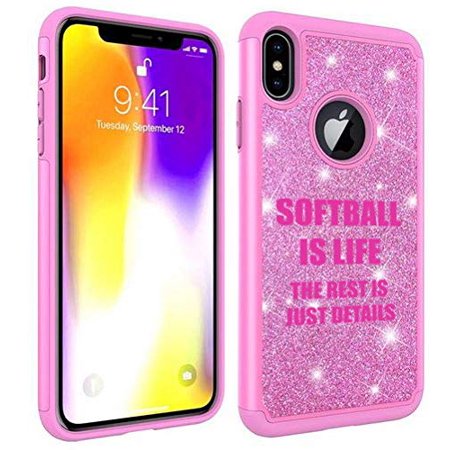 - Glitter Bling Sparkle Shockproof Protective Hard Soft Case Cover for Apple iPhone Softball is Life (Pink, for Apple iPhone 6 / iPhone 6s)