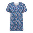 thumbnail image 4 of Fiudx Liquidación de Ofertas Flash Blusa Superior de Camiseta de Manga Corta con Cuello En V Estampada Informal de Moda para Mujer, 4 of 5