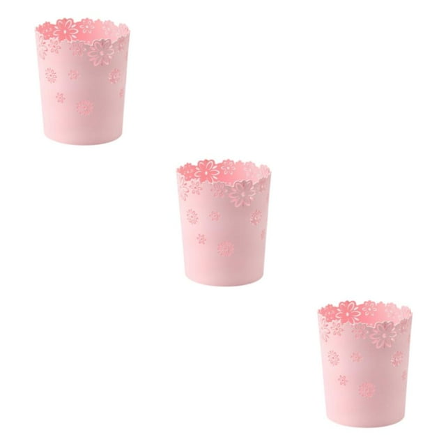 Wweixi Durable Trash Bin With Anti Slide Bottom Reliable And Convenient Prevents pink medium-sized 3Set