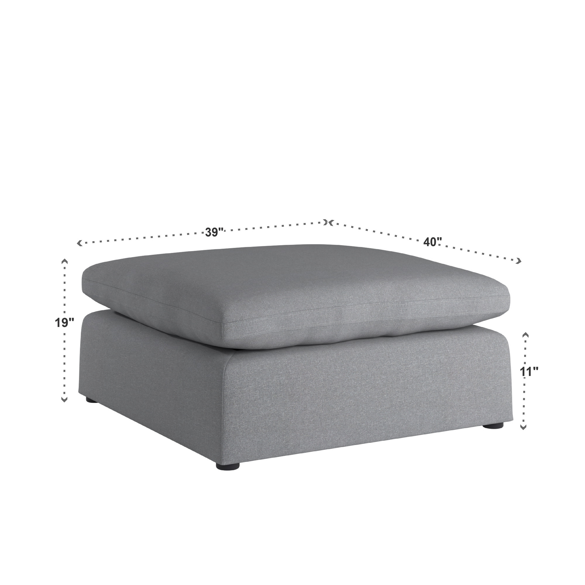 Weston Home Monico Grey Linen Weave Down Blend Ottoman, Ottoman Only