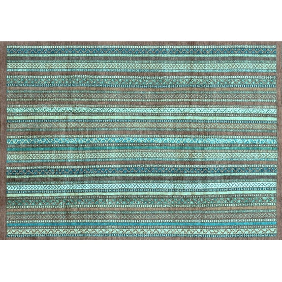 Ahgly Company Indoor Rectangle Abstract Light Blue Modern Area Rugs, 3' x 5'