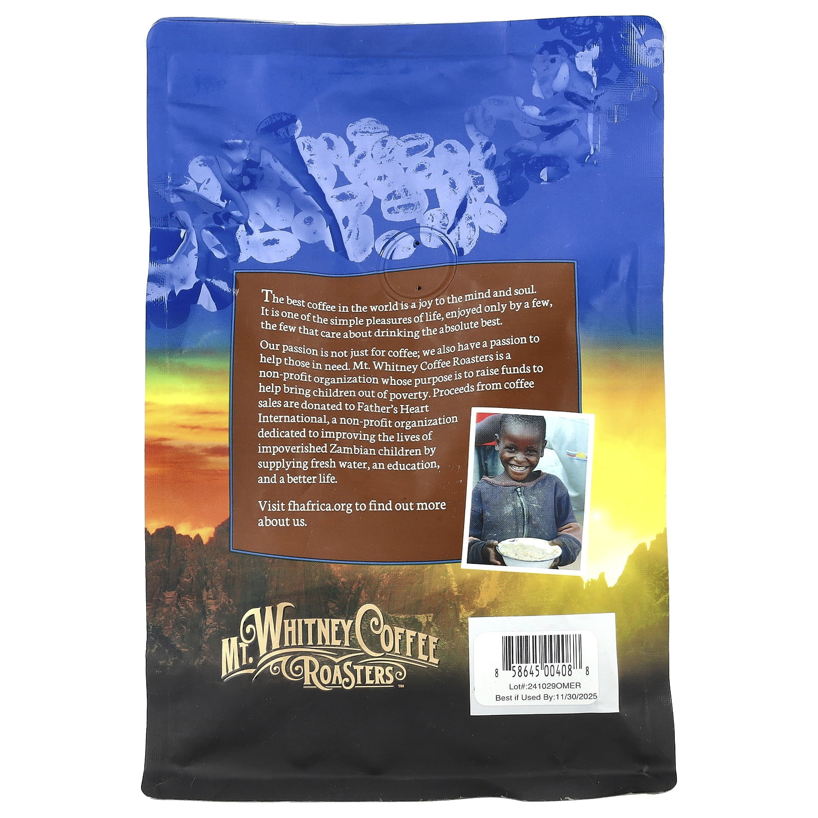Mt. Whitney Coffee Roasters Organic Mammoth Espresso, Whole Bean Coffee, Dark Roast, 12 oz (340 g)