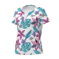 thumbnail image 5 of Fuzoiu Hawaiian Style Print Women's V-Neck T-Shirt,Women's Short Sleeve Top, Comfortable for Work, Leisure, and Sports, 5 of 7