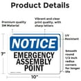thumbnail image 2 of (2 Pack) Emergency Assembly Point OSHA Notice Sign 10 Inch X 7 Inch Vinyl Label Decal Sticker Weather Resistant, UV Protected for Workplace, Business, and Construction Site, Made in the, 2 of 7