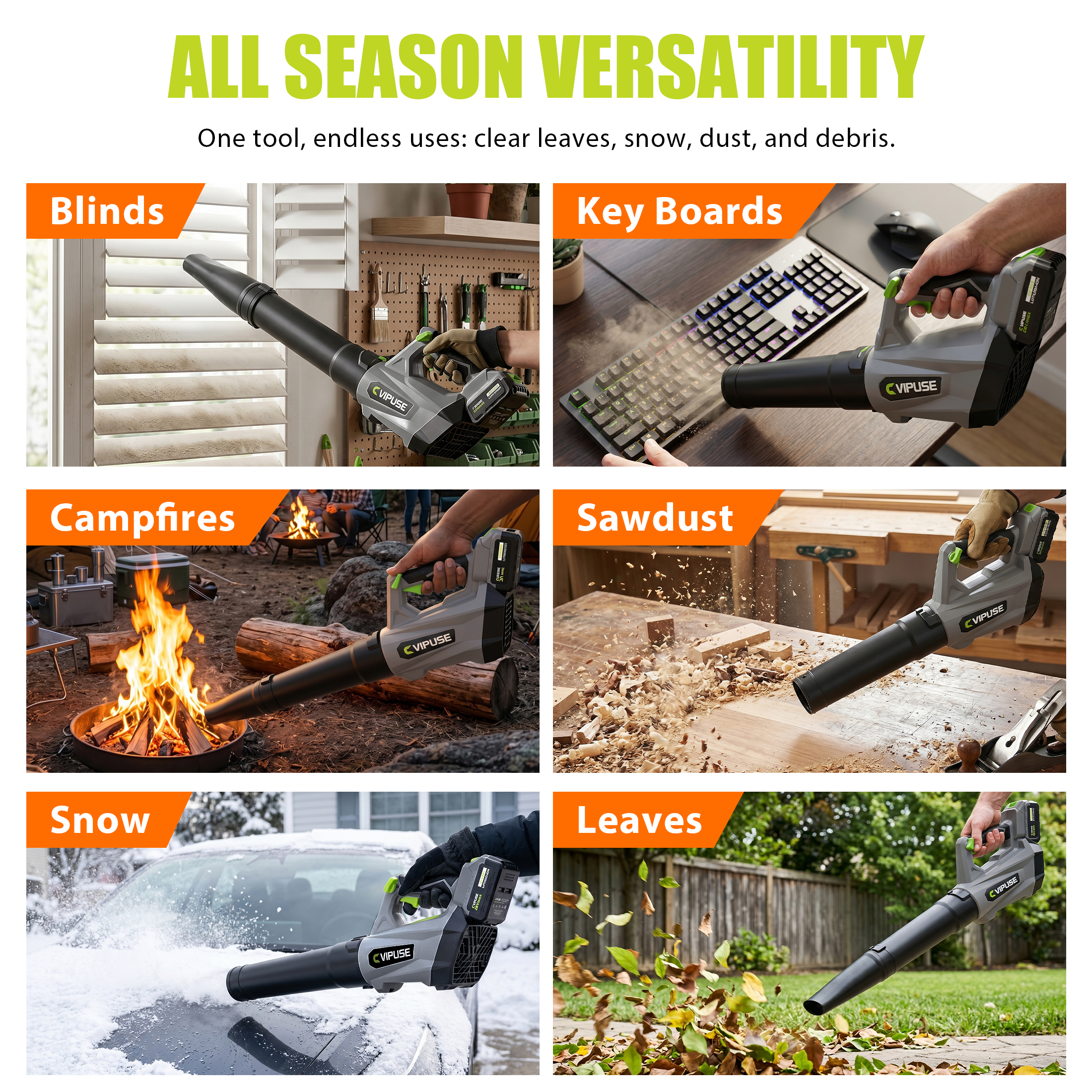 Vipuse Cordless Leaf Blower, 600 CFM with Battery and Charger photo 2