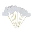 thumbnail image 1 of Xingzhi 30pcs Heart Shape Cake Toppers Insert Cards with Toothpick Cupcake Decorations - Frosted Silver, 1 of 9