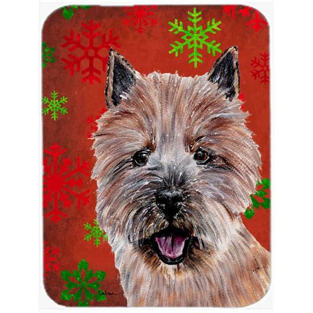 Carolines Treasures SC9758LCB Norwich Terrier Grande Taille Flocons de Neige Rouges Vacances Planche à Découper en Verre