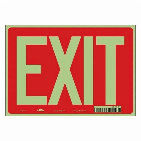 Condor Exit Sign, Vinyl, 10" W, 7" H, Exit, Red 486X36