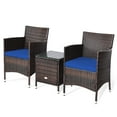 thumbnail image 6 of Patiojoy 3-Piece Patio Wicker Rattan Furniture Set Conversation Sofa Set with Coffee Table Navy, 6 of 7