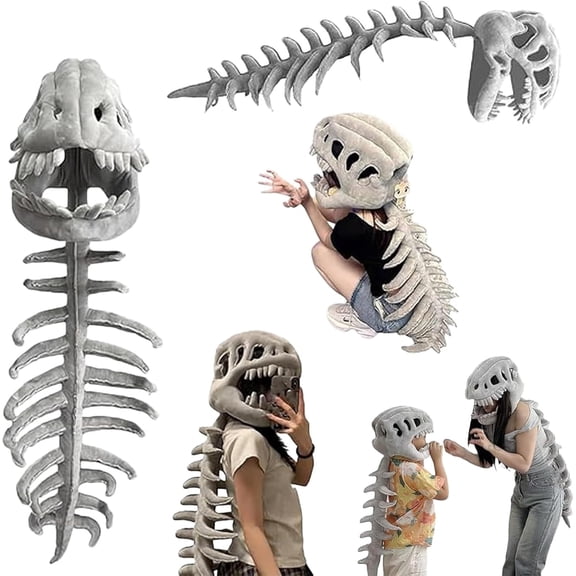 Cute Dinosaur Skeleton Plush Costume, Soft Lightweight Outfit for Cosplay, Themed Events & Dress Up Fun