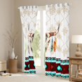 thumbnail image 3 of Manfei Aztec Geometric Kitchen Curtains, Boho Cow Skull Print Black Out Curtains Pack of 2 (42x63 Each), Orange Black, 3 of 6